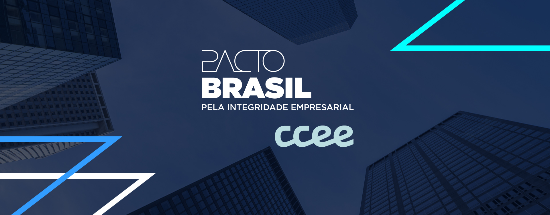 imagem de prédios em tons de azul com texto CCEE e Pacto Brasil