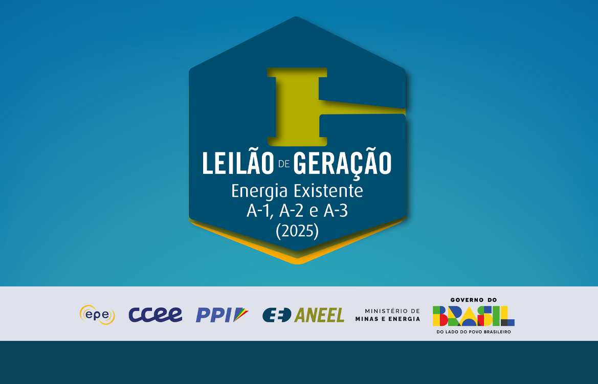 A imagem mostra o logo dos leilões de energia existente A-1, A-2 e A-3