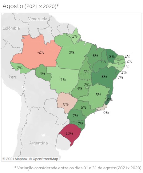 Gráfico - Consumo de Energia por Região - InfoMercado Quinzenal (Agosto)